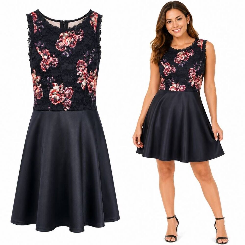Francesca’s Floral Lace Fit Flare Dress XS